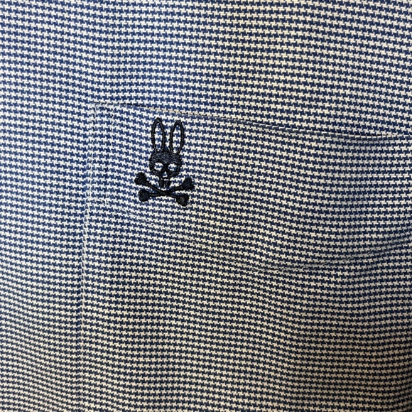 Psycho Bunny Check Button Down Long Sleeve Shirt - Men's Size L - Blue - Picture 4 of 11